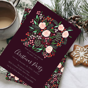 Modern Floral Festive Christmas Party Invitation