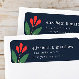 Modern Floral Foliage Botanicals Return Address Return Address Label