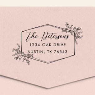 Modern Floral Frame Return Address Self-inking Stamp
