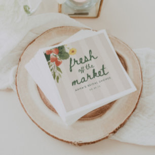Modern Floral Fresh off the Market Bridal Shower Napkin