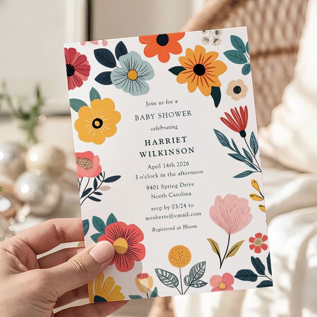 Modern Floral Gender Neutral Baby Shower Invitation (Creator Uploaded)