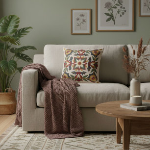  Modern floral geometric  motifs retro pattern  Cushion