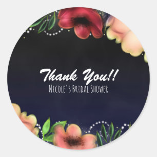 Modern Floral Glow Chic Evening Party Favour Classic Round Sticker