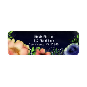Modern Floral Glow Chic Evening Party Invitation Return Address Label