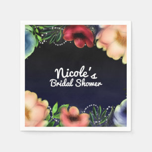 Modern Floral Glow Chic Evening Party Reception Napkin