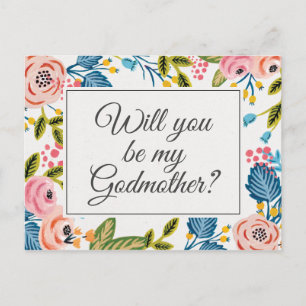 Modern Floral Godmother Proposal Card