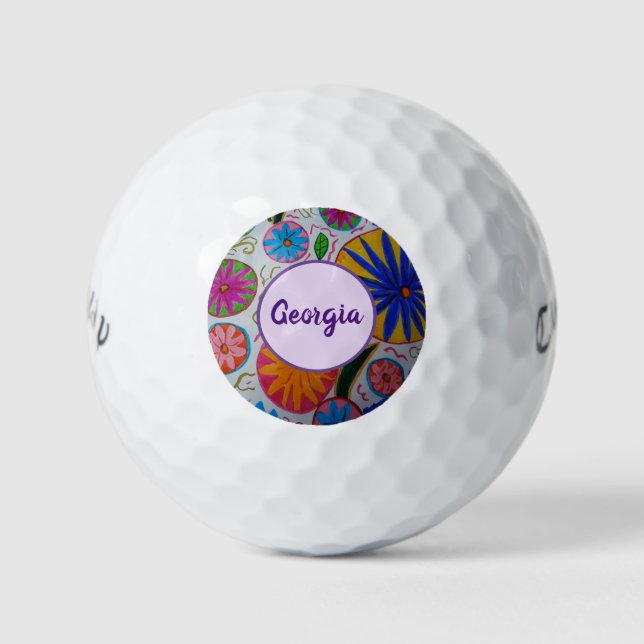 Modern Floral  Golf Balls (Front)