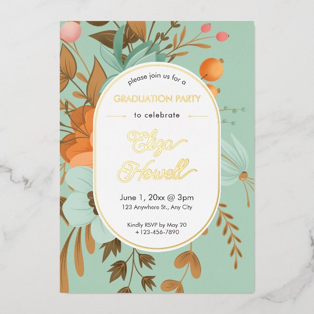 Modern Floral Graduation Party (Front)