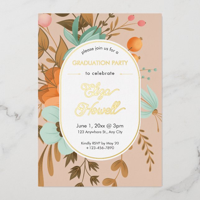 Modern Floral Graduation Party (Front)