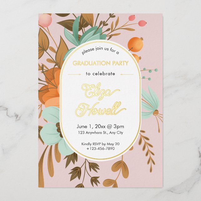 Modern Floral Graduation Party (Front)