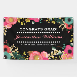 Modern Floral Graduation Party Banner