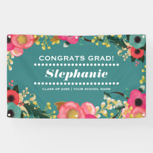 Modern Floral Graduation Party Banner