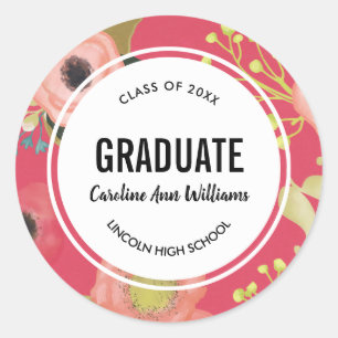 Modern Floral Graduation Stickers