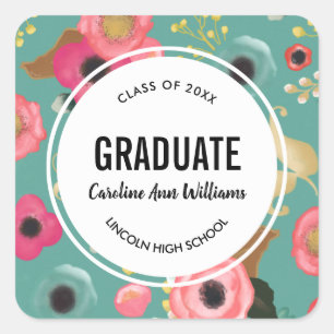 Modern Floral Graduation Stickers