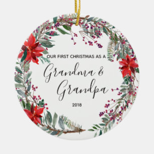 Modern floral Grandma & Grandpa Christmas Ornament