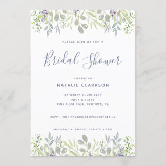 Modern floral greenery bridal shower invitation