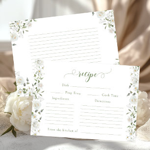 Modern Floral Greenery Bridal Shower Recipe Card