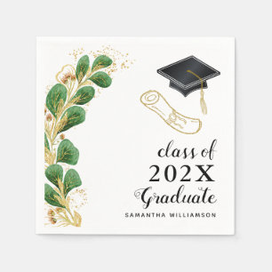 Modern Floral Greenery Class of 2024 Graduation Napkin