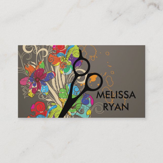 modern floral hairstylist hair stylist salon business card (Front)