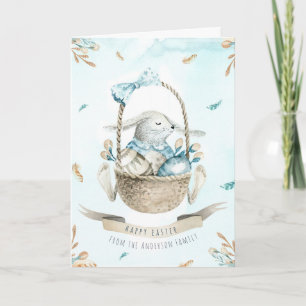 Modern Floral Happy Easter Wishes Boho Greetings Holiday Card