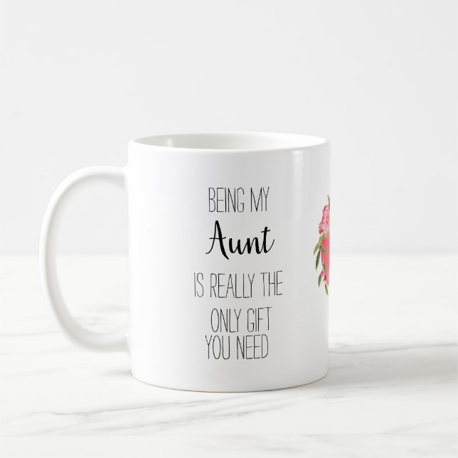 Modern floral heart  Aunt  'only gift' fun Coffee Mug (Left)