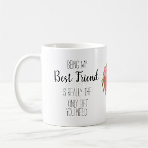 Modern, floral heart best friend banter funny coffee mug