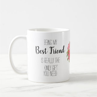 Modern, floral heart best friend banter funny coffee mug