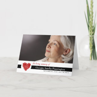 Modern floral heart in memory of photo folded card
