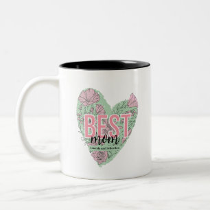 Modern Floral Heart  Two-Tone Coffee Mug