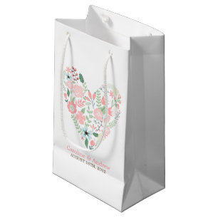 Modern Floral Heart Wedding Small Gift Bag