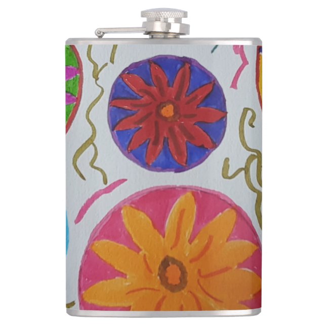 Modern Floral  Hip Flask (Front)