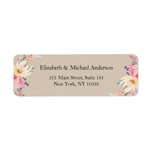 Modern Floral Hochzeit Return Address Label