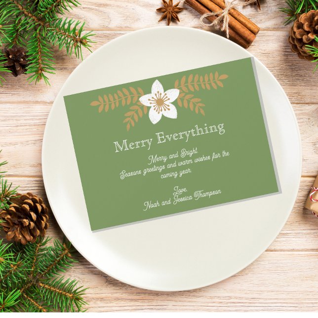 Modern Floral Holiday Card (Merry Everything Holiday Christmas Card to send to family and friends. )