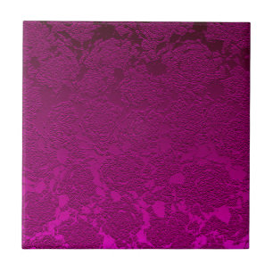 Modern Floral Hot Pink Fuchsia Girly Pattern Ceramic Tile