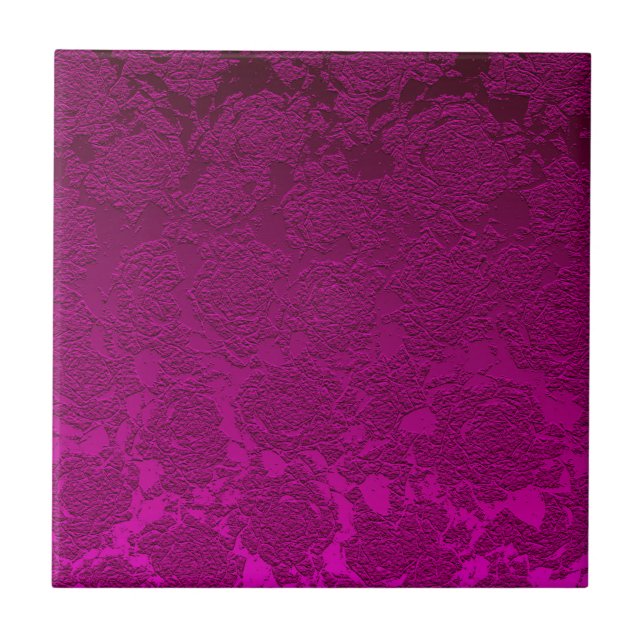 Modern Floral Hot Pink Fuchsia Girly Pattern Ceramic Tile (Front)
