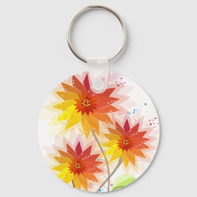 Modern Floral Illustration Key Ring (Front)