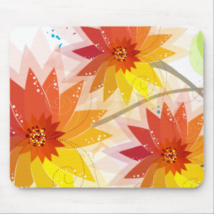 Modern Floral Illustration Mouse Pad