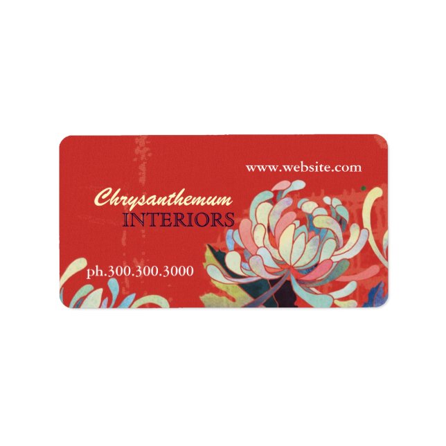 Modern Floral Interior Design Business Label (Front)