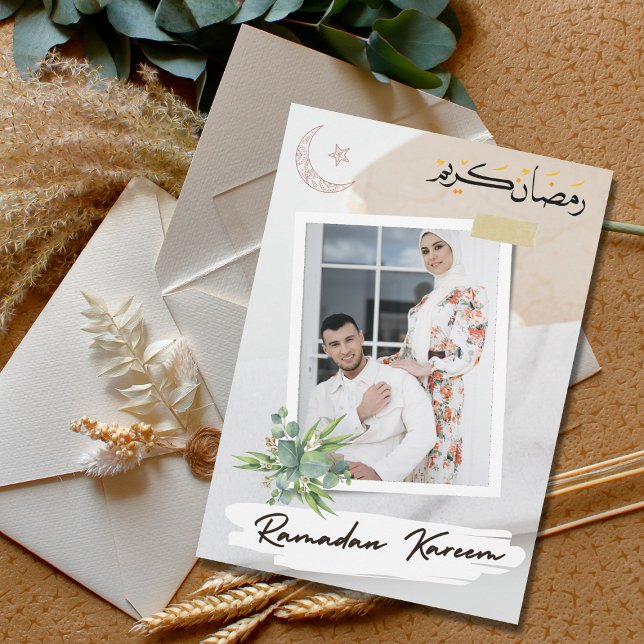 Modern Floral Islamic Ramadan Mubarak Photo Holiday Card (Creator Uploaded)