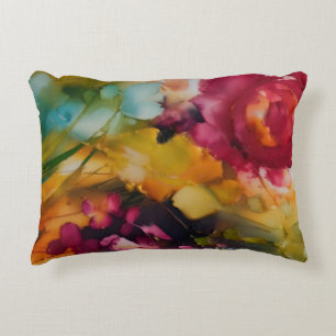 Modern floral jewel tones decorative cushion
