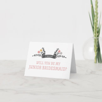 Modern Floral Junior Bridesmaid Request Card