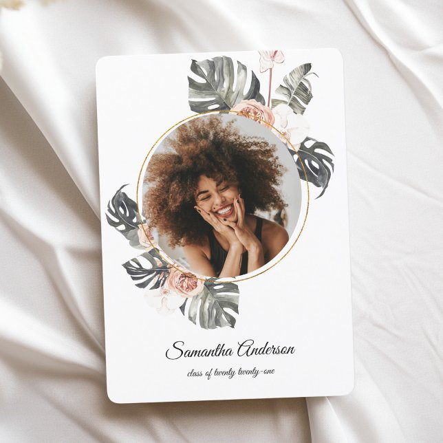 Modern Floral Khaki Tropical Leaves & Orchid  Invitation (Creator Uploaded)