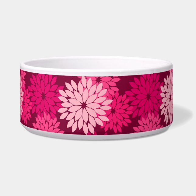 Modern Floral Kimono Print, Coral Pink & Burgundy (Front)