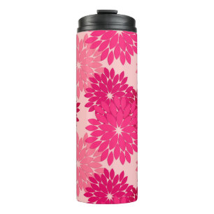Modern Floral Kimono Print, Coral Pink Thermal Tumbler