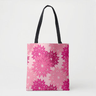 Modern Floral Kimono Print, Coral Pink Tote Bag