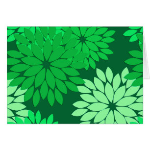 Modern Floral Kimono Print, Emerald and Jade Green