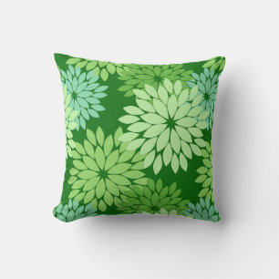 Modern Floral Kimono Print, Lime Green Cushion