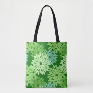 Modern Floral Kimono Print, Lime Green Tote Bag