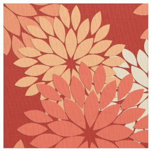 Modern Floral Kimono Print, Mandarin Orange Fabric
