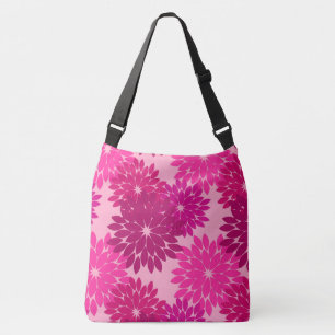 Modern Floral Kimono Print, Pink, Fuchsia and Wine Crossbody Bag